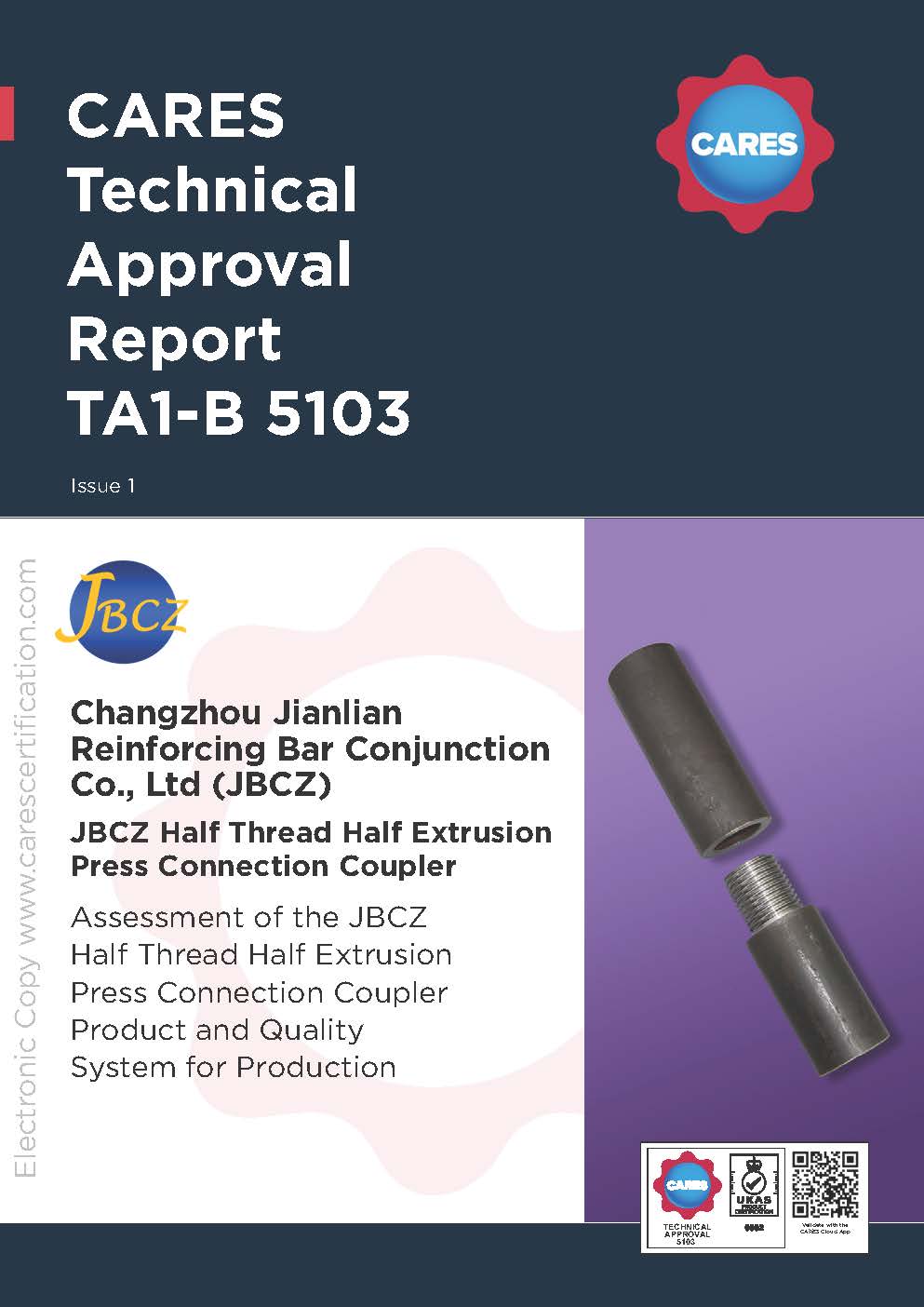 Changzhou Jianlian Reinforcing Bar Conjunction Co., Ltd Technical Approval